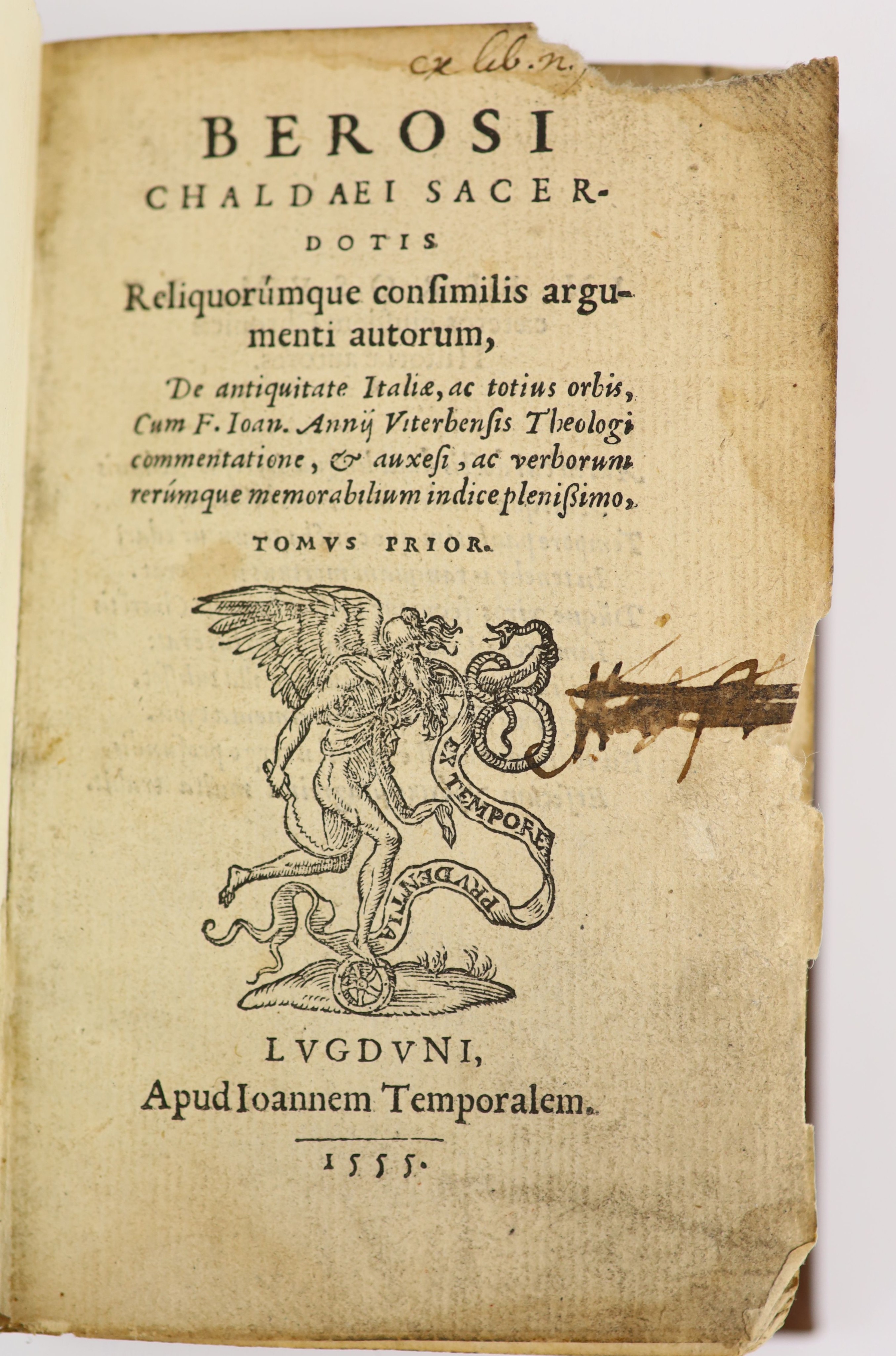 Berosus ('Chaldaei Sacerdotis') ... De Antiquitate Italiae, ac totius orbis ... (vol 1 only, of 2)